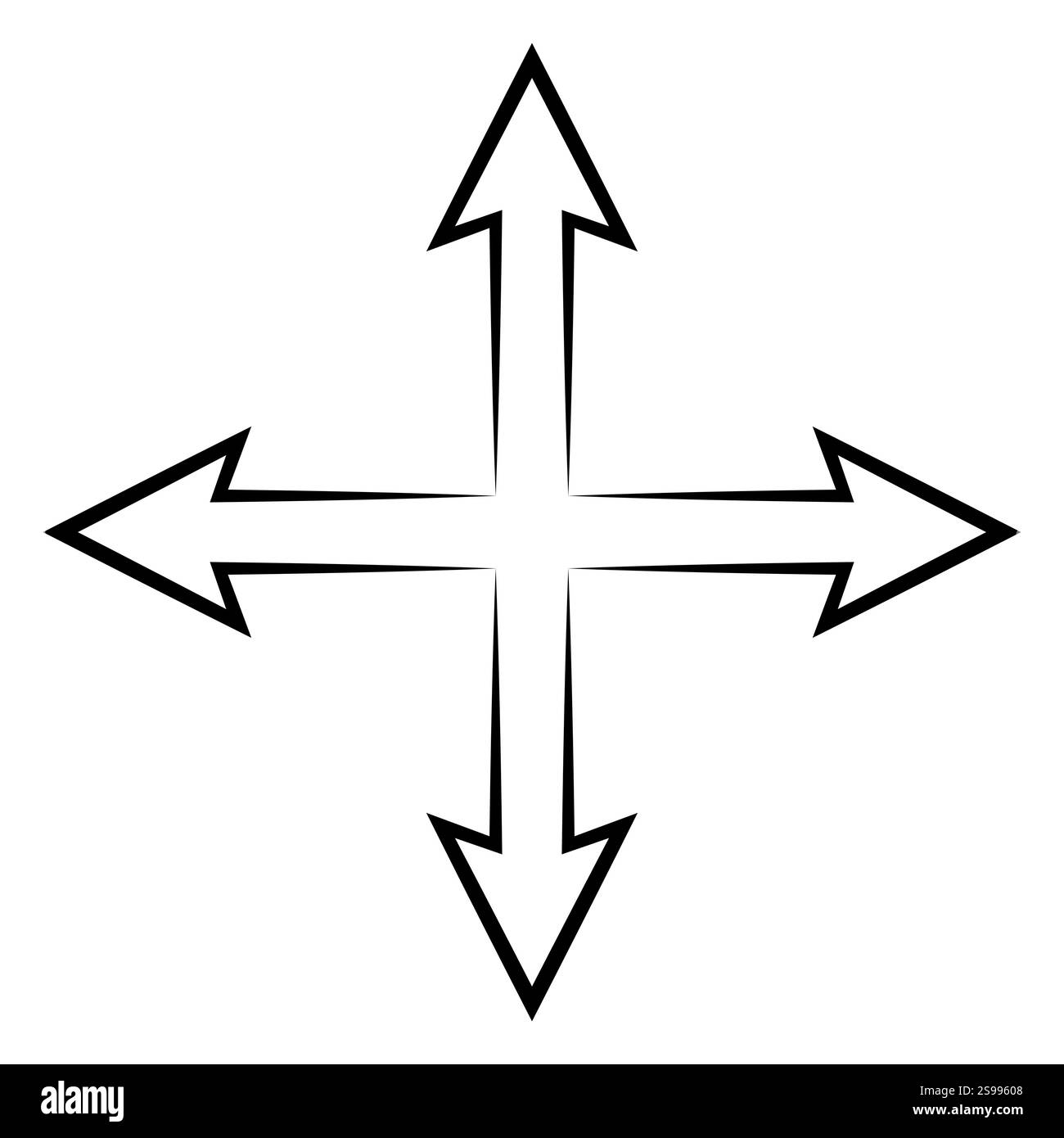 Vier-Wege-Pfeilsymbol, Cursor-Kreuzpfeil bewegen Stock Vektor