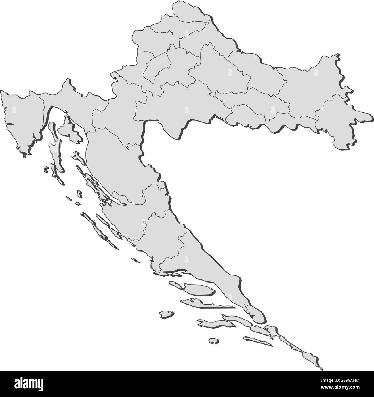 Karte von Kroatien mit den Provinzen. Stock Vektor