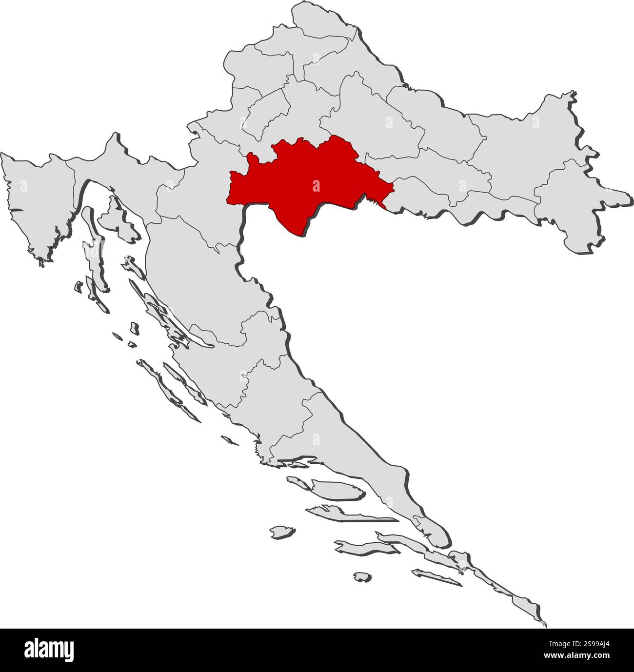 Karte von Kroatien mit den Provinzen Sisak-Moslavina ist hervorgehoben. Stock Vektor