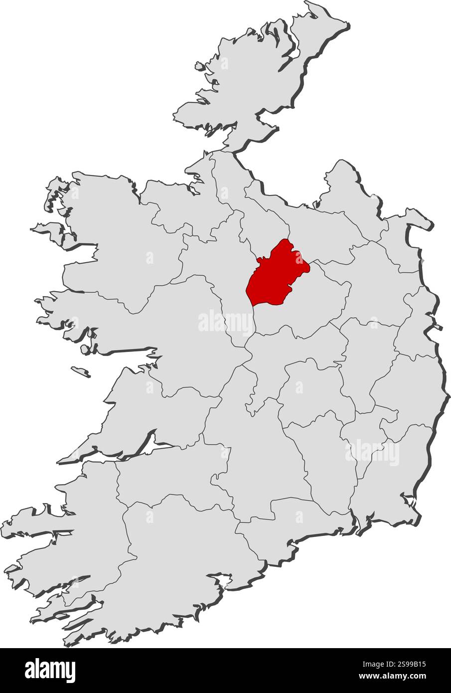 Karte von Irland mit den Provinzen, Longford ist hervorgehoben. Stock Vektor