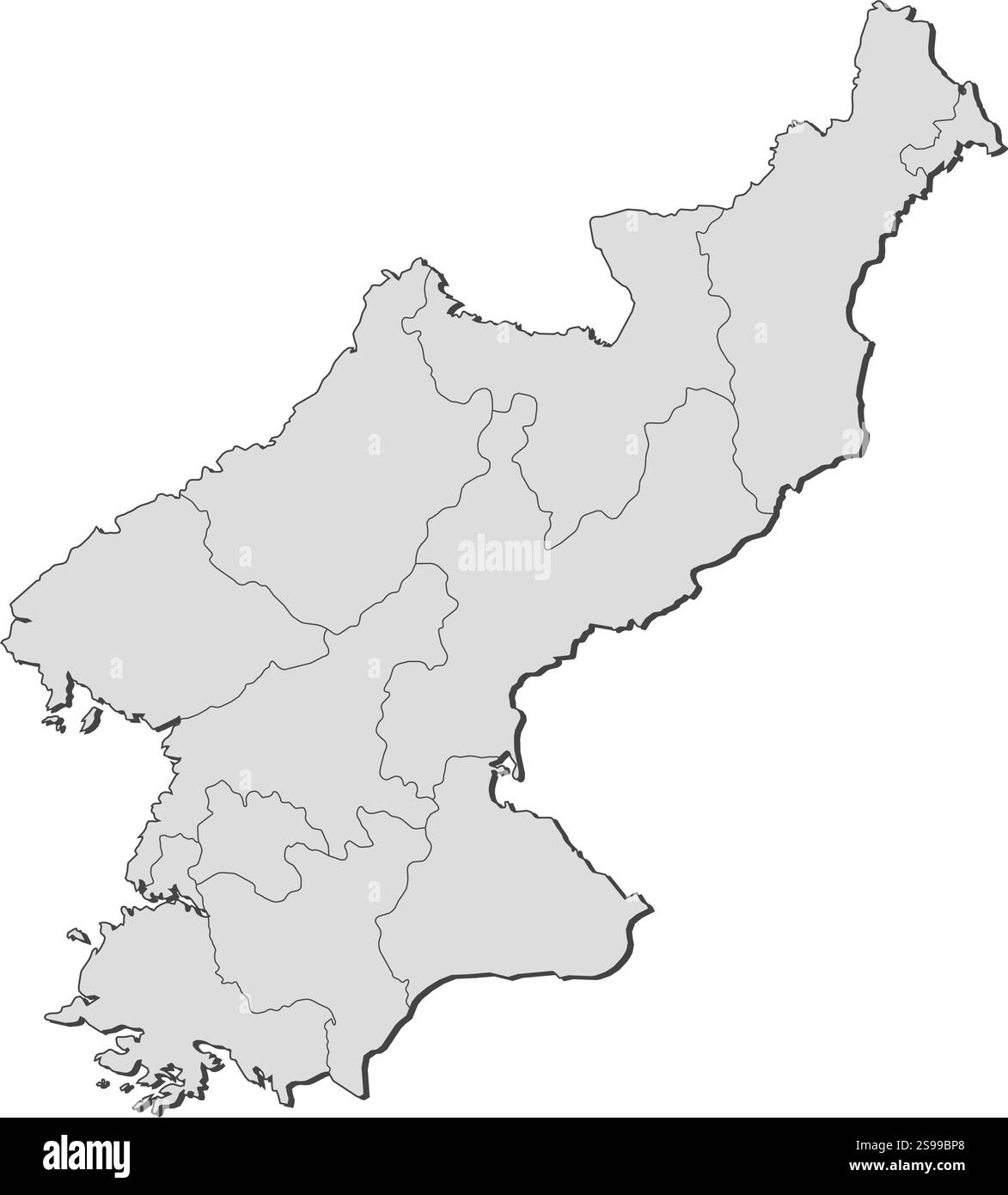 Karte von Nordkorea mit den Provinzen. Stock Vektor