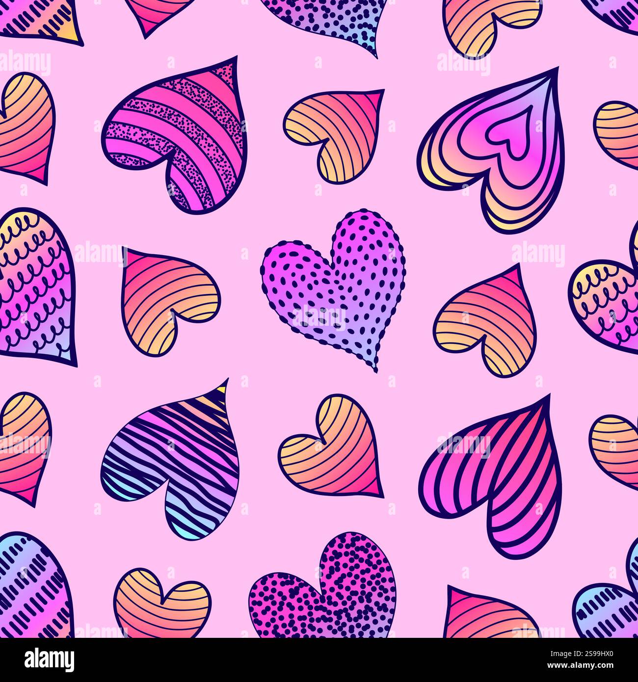 Nahtloses Muster mit bunten Herzen Stock Vektor