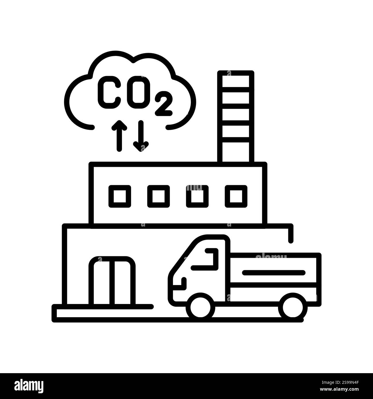 Schwarzes Symbol für Dekarbonisierungslinie. Signieren Sie für Webseite, mobile App, Schaltfläche, Logo. Schaltfläche Vektorisoliert. Bearbeitbare Kontur. Stock Vektor