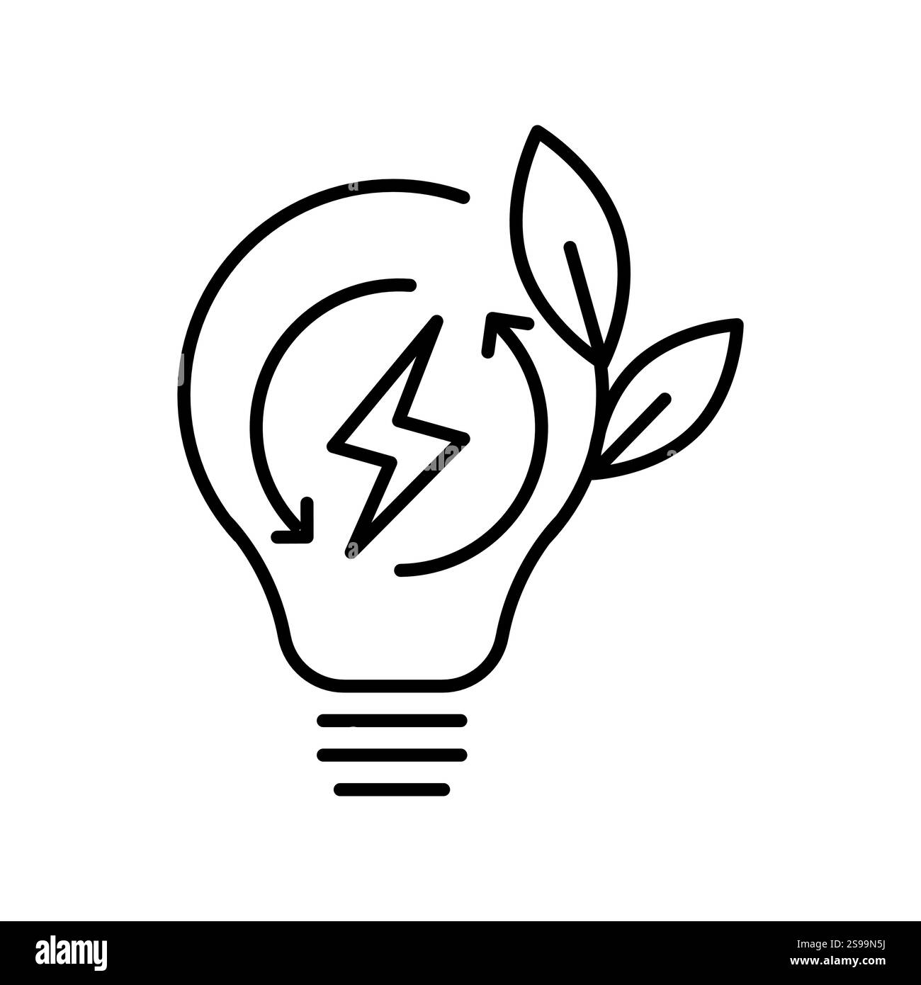 Schwarzes Symbol für Energieeffizienzlinie. Signieren Sie für Webseite, mobile App, Schaltfläche, Logo. Schaltfläche Vektorisoliert. Bearbeitbare Kontur. Stock Vektor