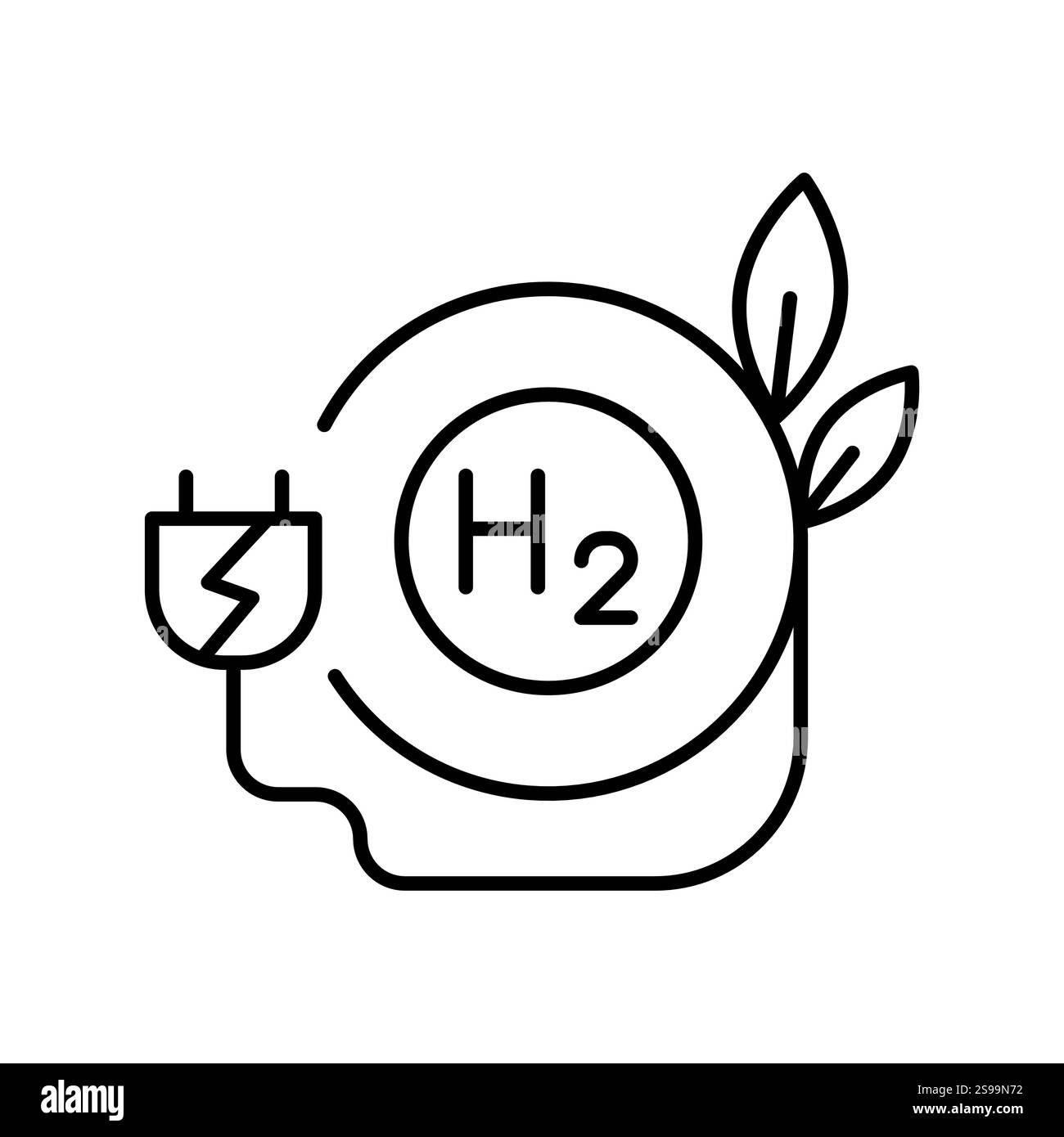 Grüne Wasserstofflinie, schwarzes Symbol. Signieren Sie für Webseite, mobile App, Schaltfläche, Logo. Schaltfläche Vektorisoliert. Bearbeitbare Kontur. Stock Vektor