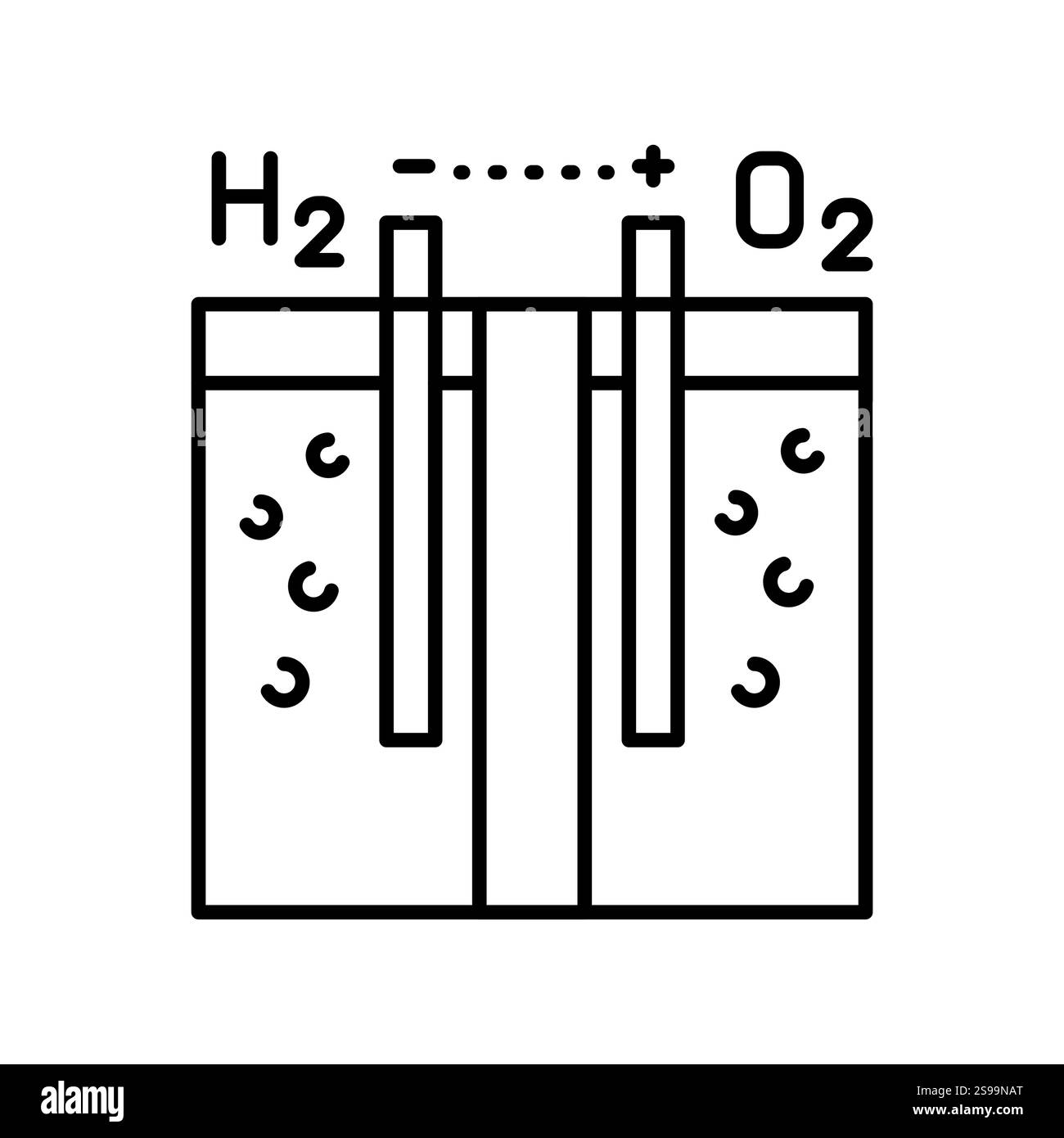 Schwarzes Symbol für PEM-Elektrolyseur. Signieren Sie für Webseite, mobile App, Schaltfläche, Logo. Schaltfläche Vektorisoliert. Bearbeitbare Kontur. Stock Vektor