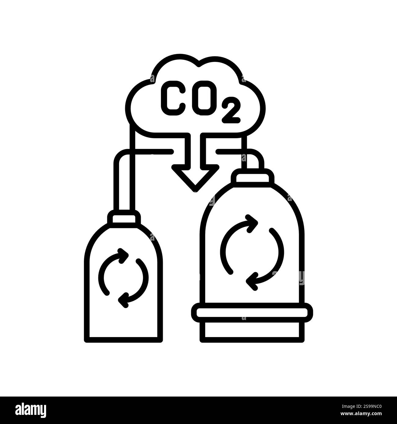 Schwarzes Symbol für die Zeile zur Reduzierung der CO2-Emissionen. Signieren Sie für Webseite, mobile App, Schaltfläche, Logo. Schaltfläche Vektorisoliert. Bearbeitbare Kontur. Stock Vektor
