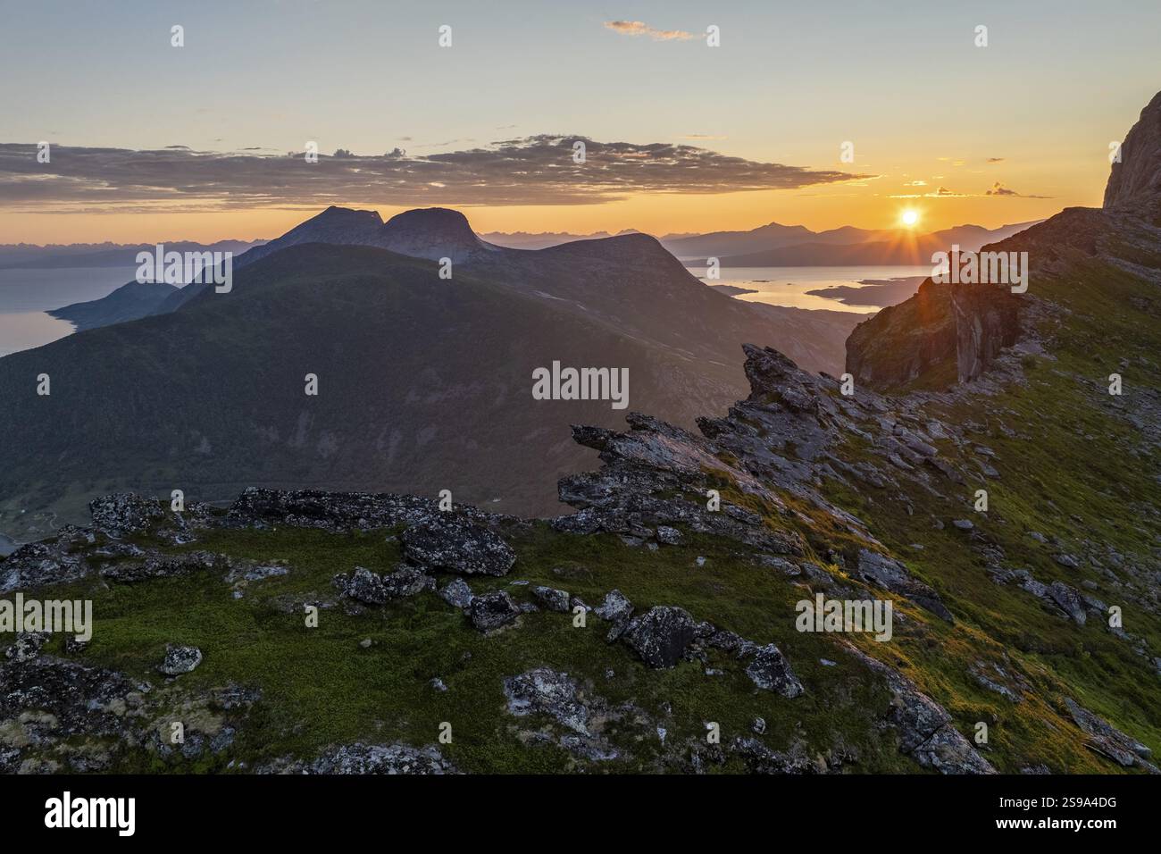 Blick von der Kjerna Felsenkanzel, Tysfjord, Ofoten, Nordland, Norwegen, Europa Stockfoto
