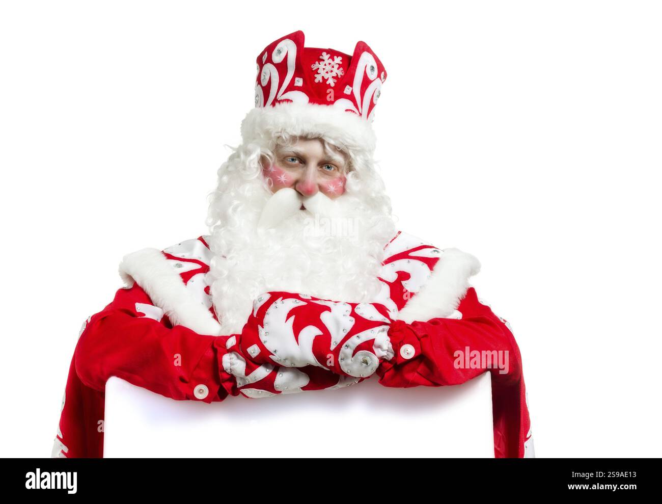 Vater Weihnachten vor weißem Hintergrund. Weihnachtsfeier Stockfoto