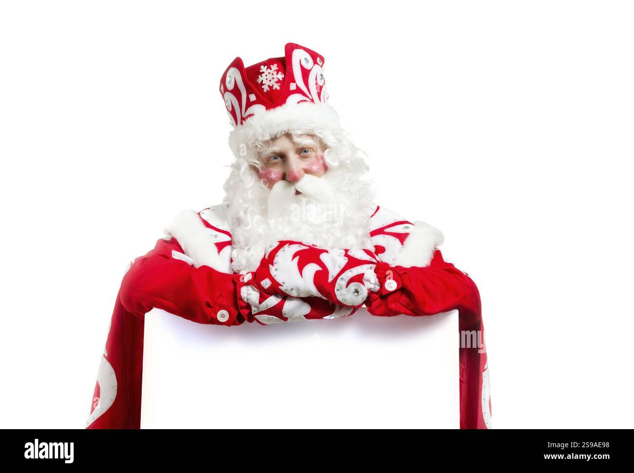 Vater Weihnachten vor weißem Hintergrund. Weihnachtsfeier Stockfoto
