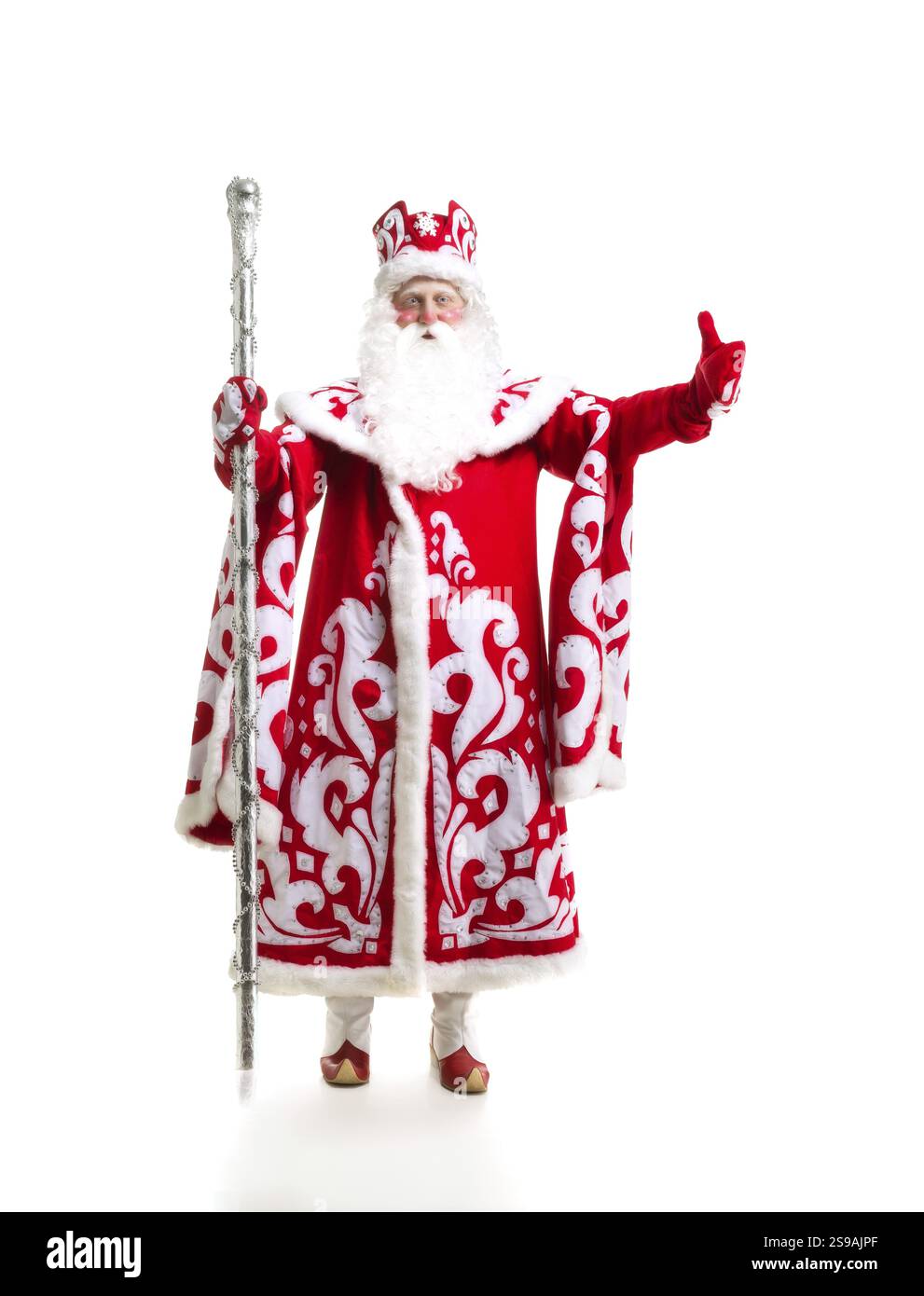 Vater Weihnachten vor weißem Hintergrund. Weihnachtsfeier Stockfoto