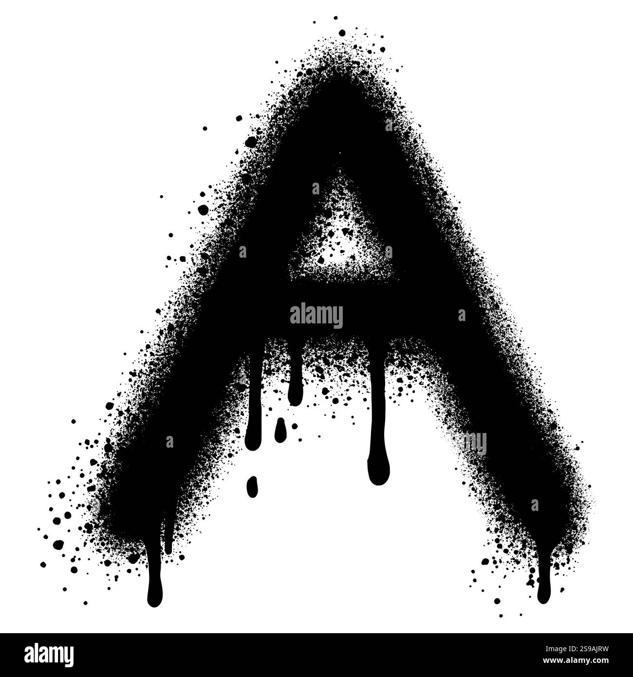 Lackierte Graffiti-Schriftart A, isoliert mit weißem Hintergrund gesprüht. Vektorabbildung. Stock Vektor