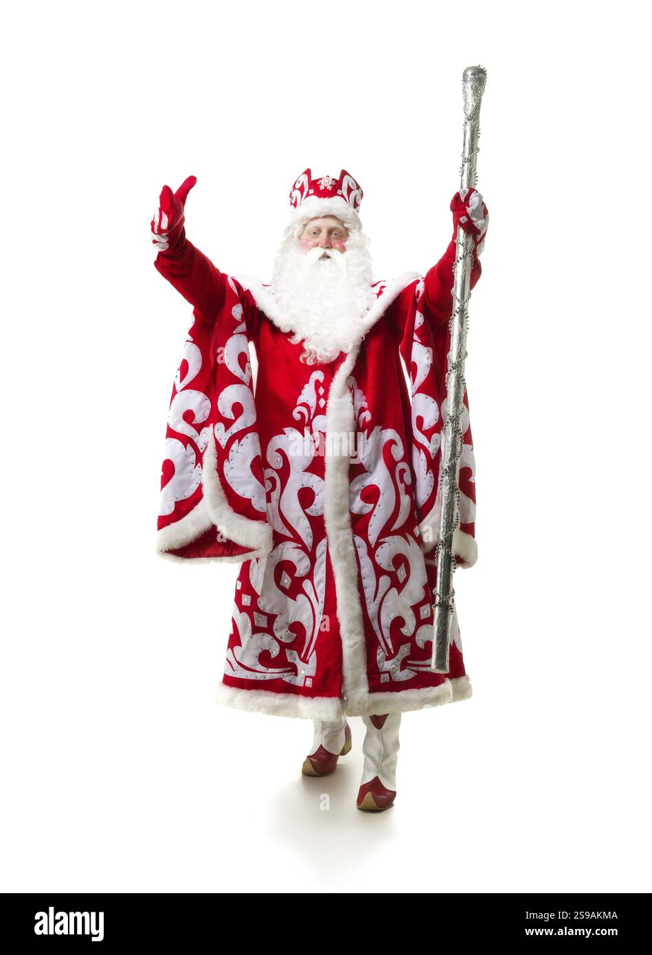 Vater Weihnachten vor weißem Hintergrund. Weihnachtsfeier Stockfoto