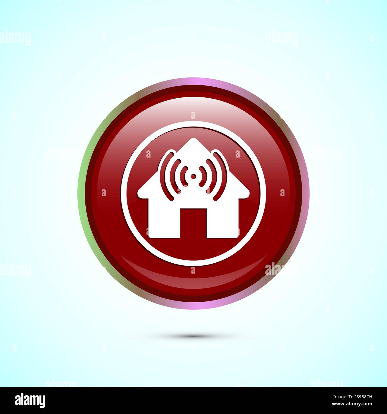 Illustration des Smart House Icons, Smart Home-Technologie und -Automatisierung, Knopfdesign Stock Vektor