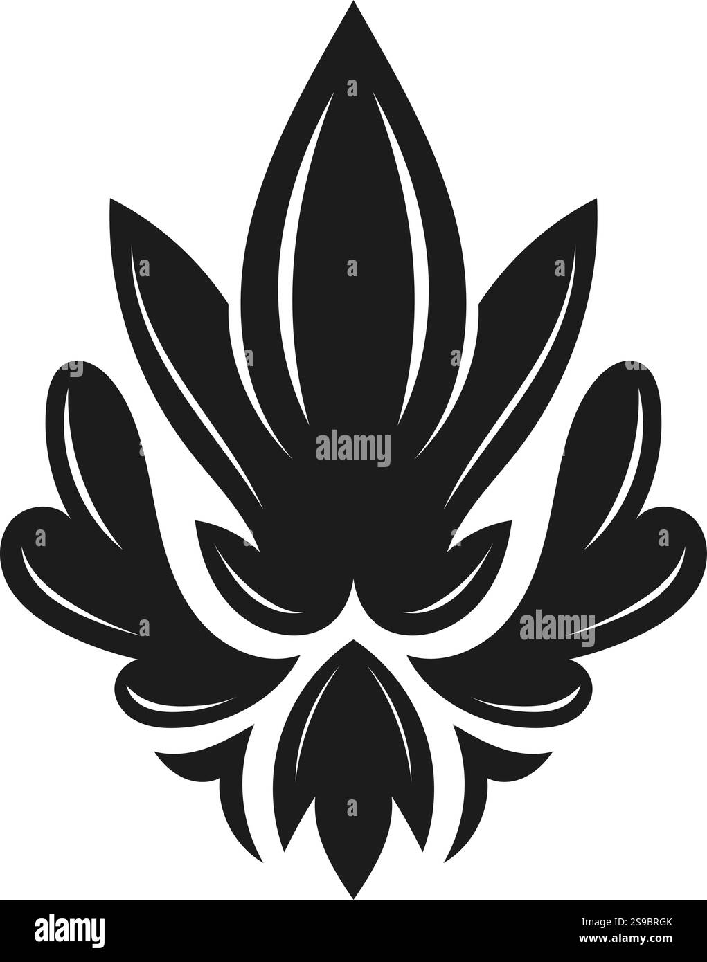 Klassisches heraldisches Ornament mit floralen Motiven, die eine symmetrische Form bilden, ideal für luxuriöse Markenidentität, Vintage-Labels und elegante Dekorationen Stock Vektor