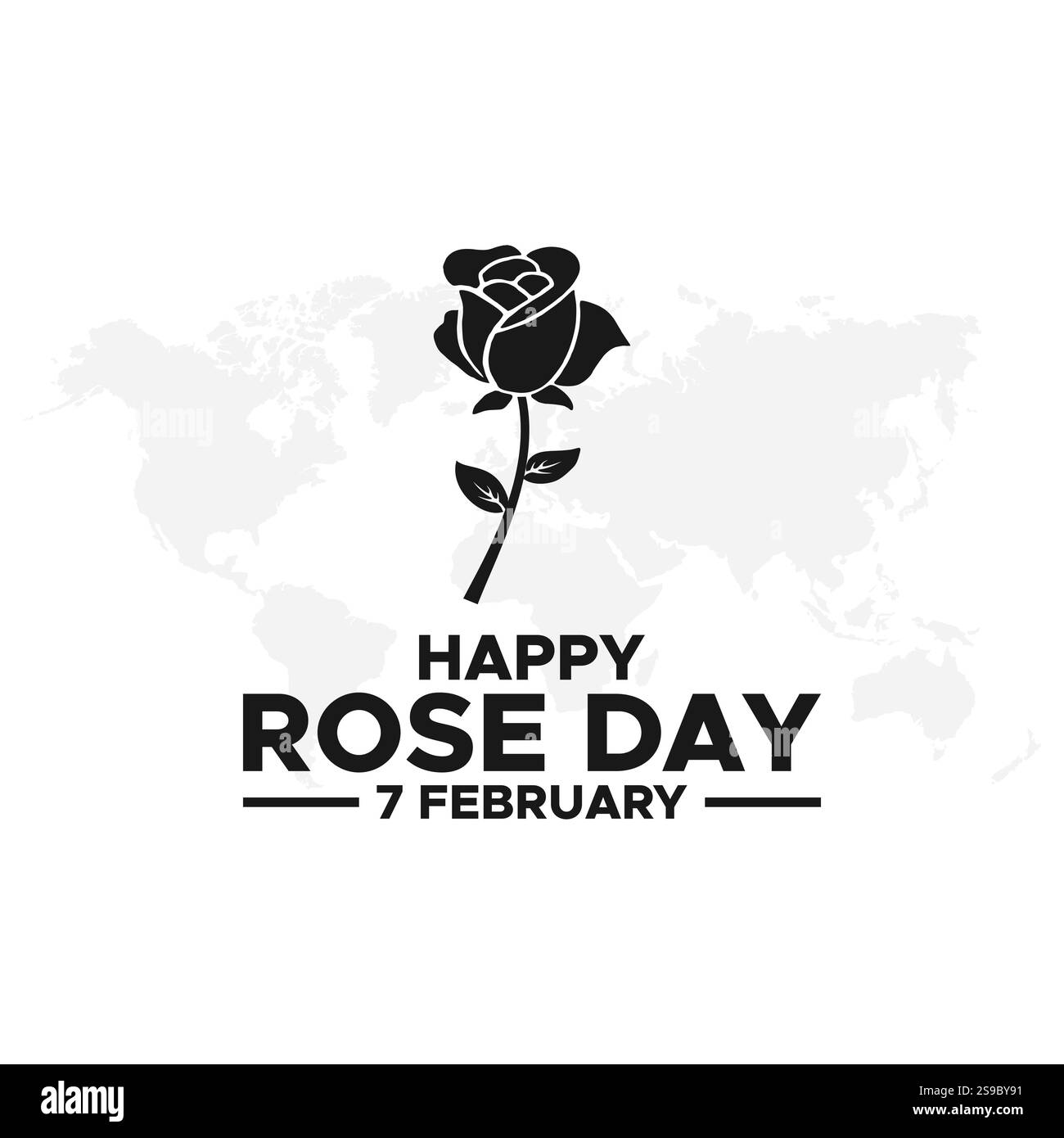 Happy Rose Day Post und Grußkarte. 7. Februar - Rose Day Lineart der Valentinswoche Minimal Vektor Illustration Happy Rose Day gehalten am 07. Februar Stock Vektor