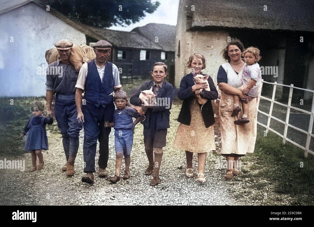 Pächter und Familie Kent England UK 1937 Stockfoto