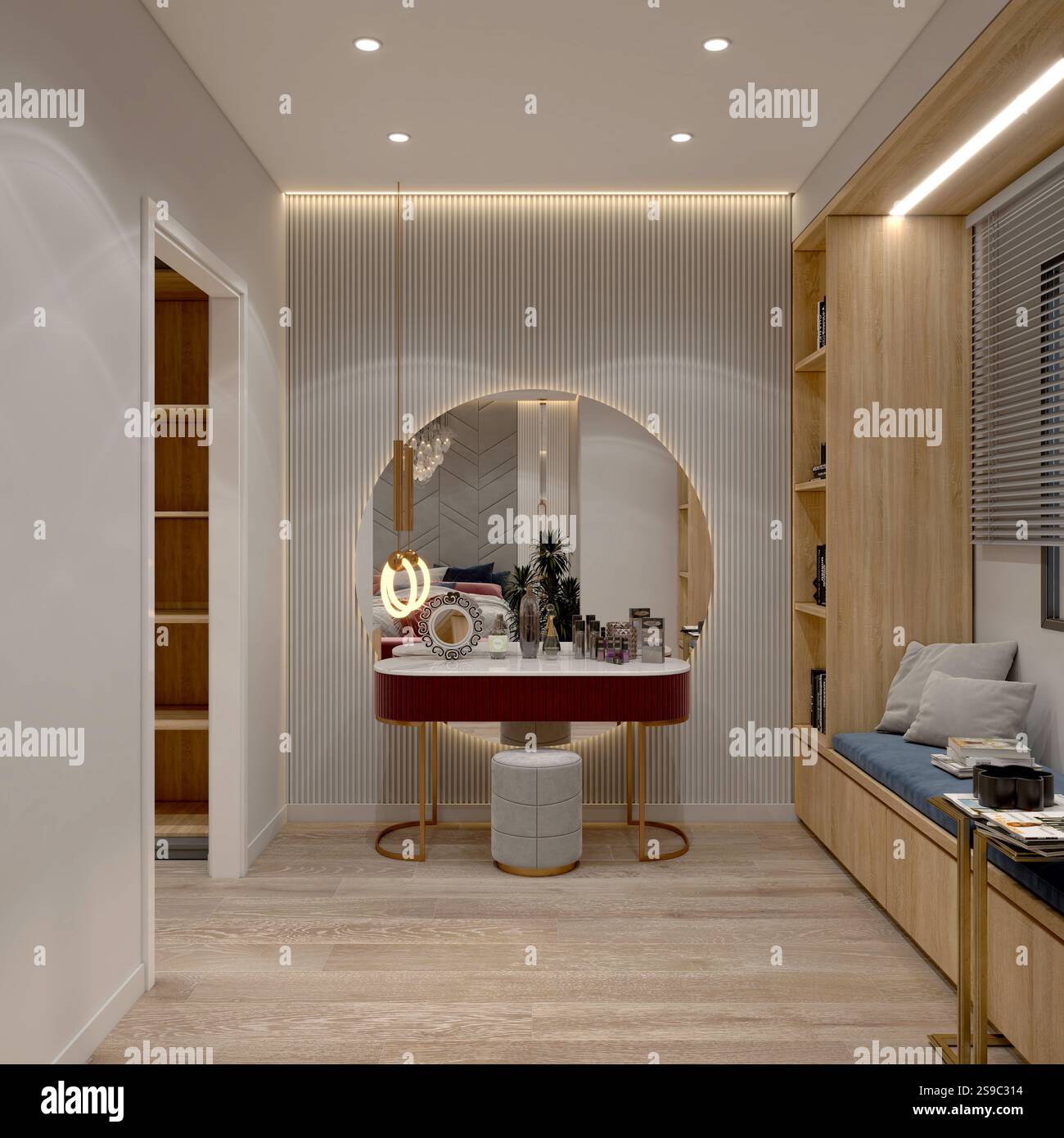 3D-Render von modernen Schlafzimmer Stockfoto