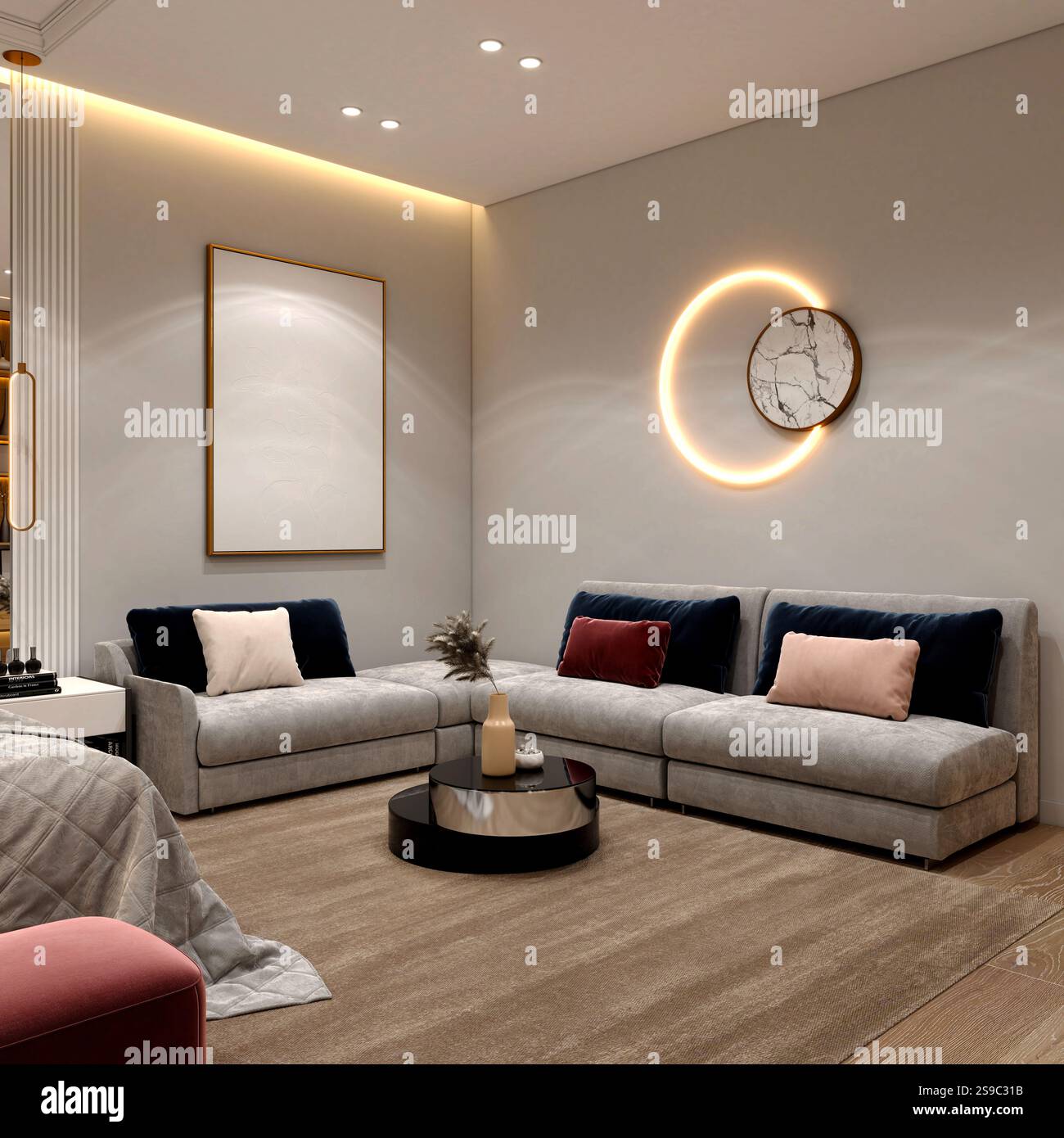 3D-Render von Wohnzimmer Stockfoto