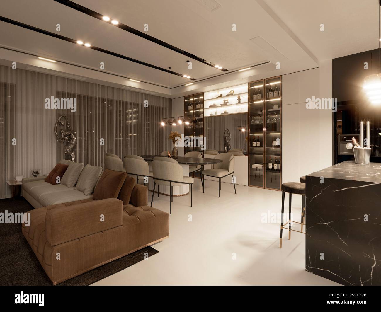 3D-Render von Wohnzimmer Stockfoto