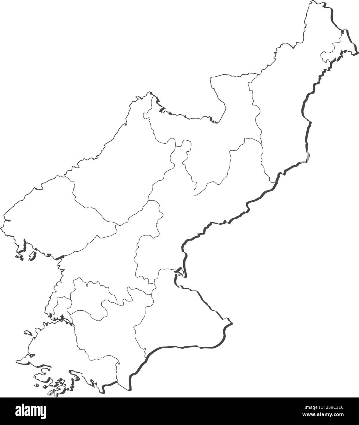 Karte von Nordkorea, konstant wie eine schwarze Linie. Stock Vektor