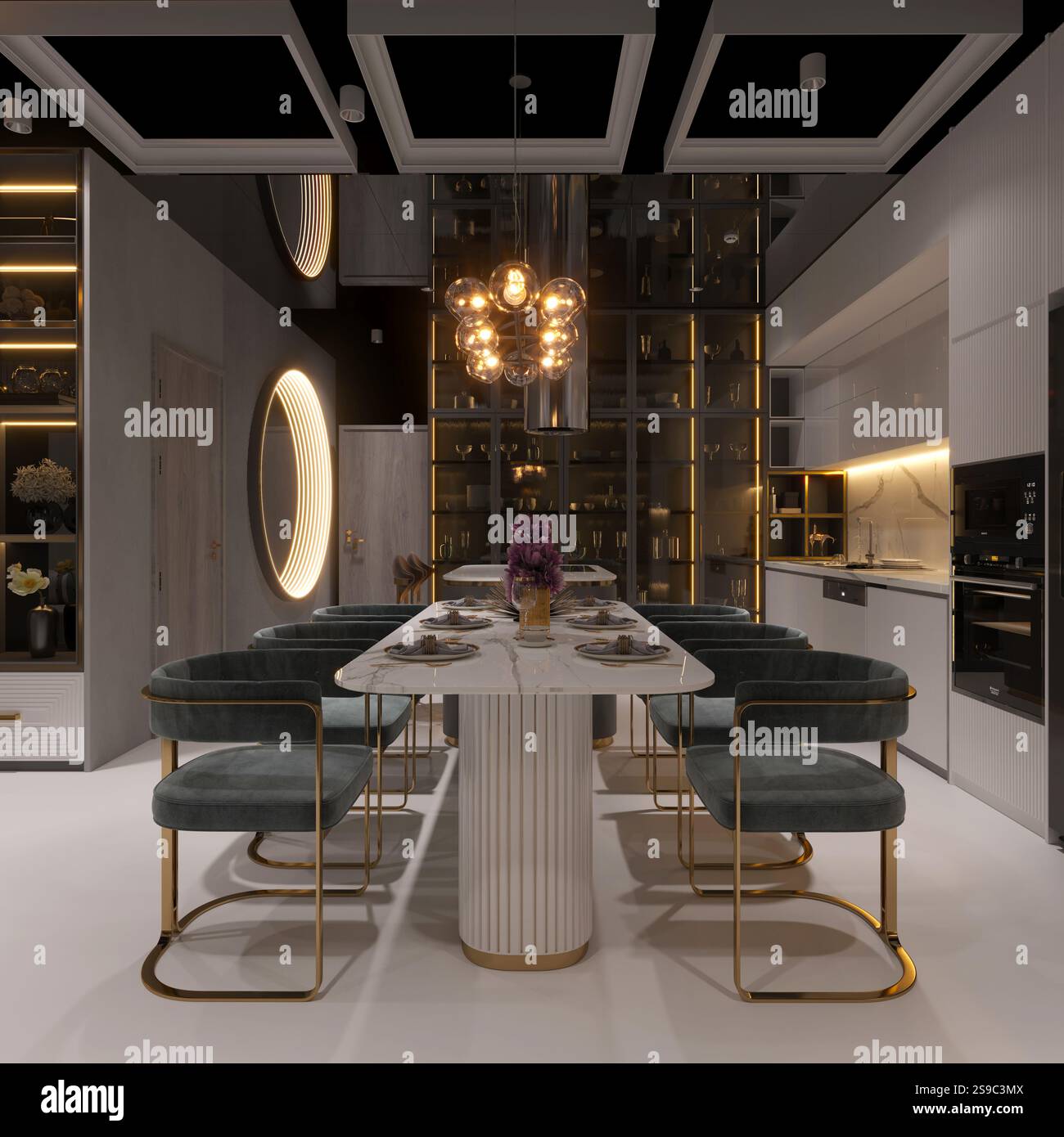 3D-Render von Wohnzimmer Stockfoto