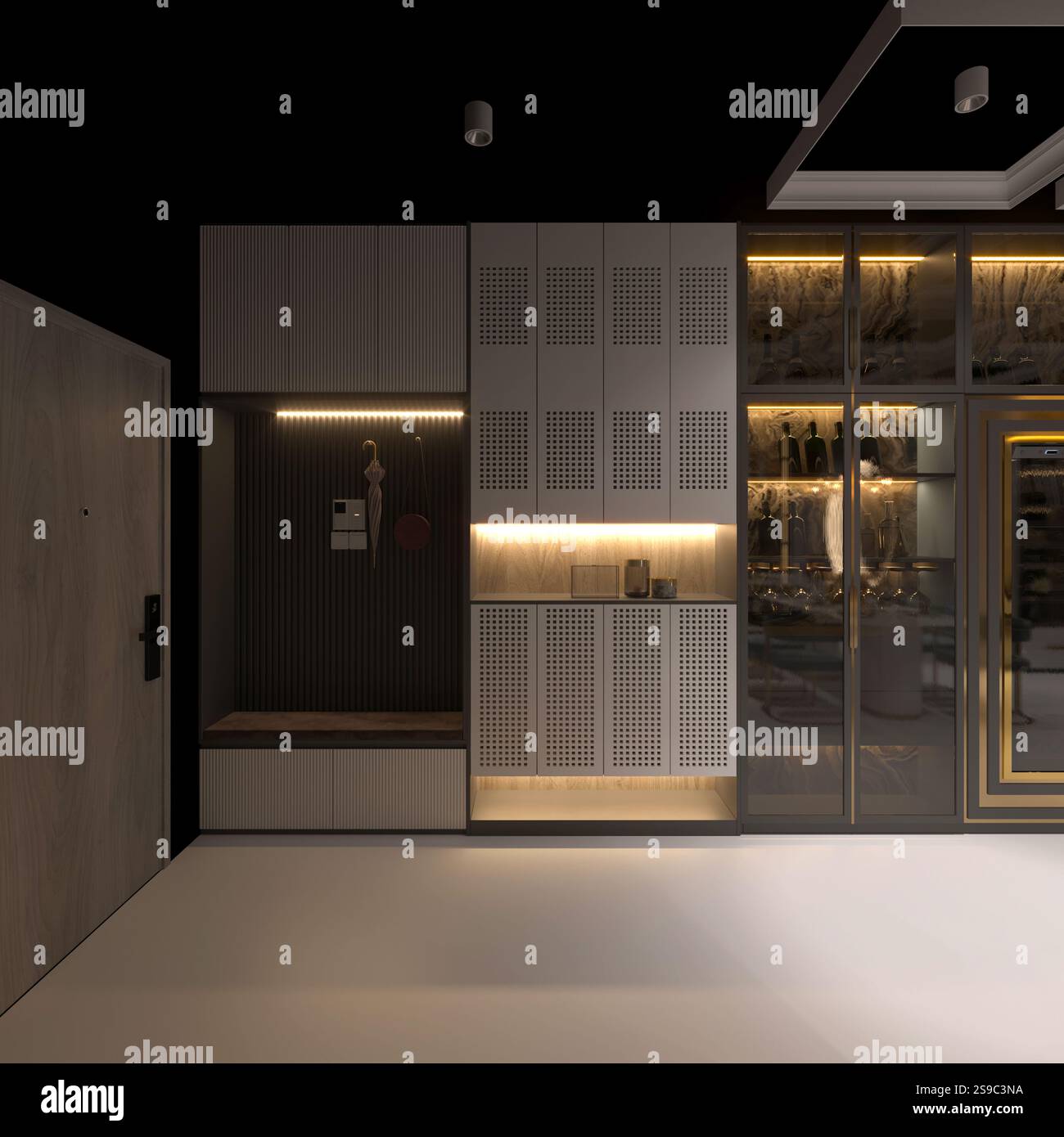 3D-Render von Wohnzimmer Stockfoto