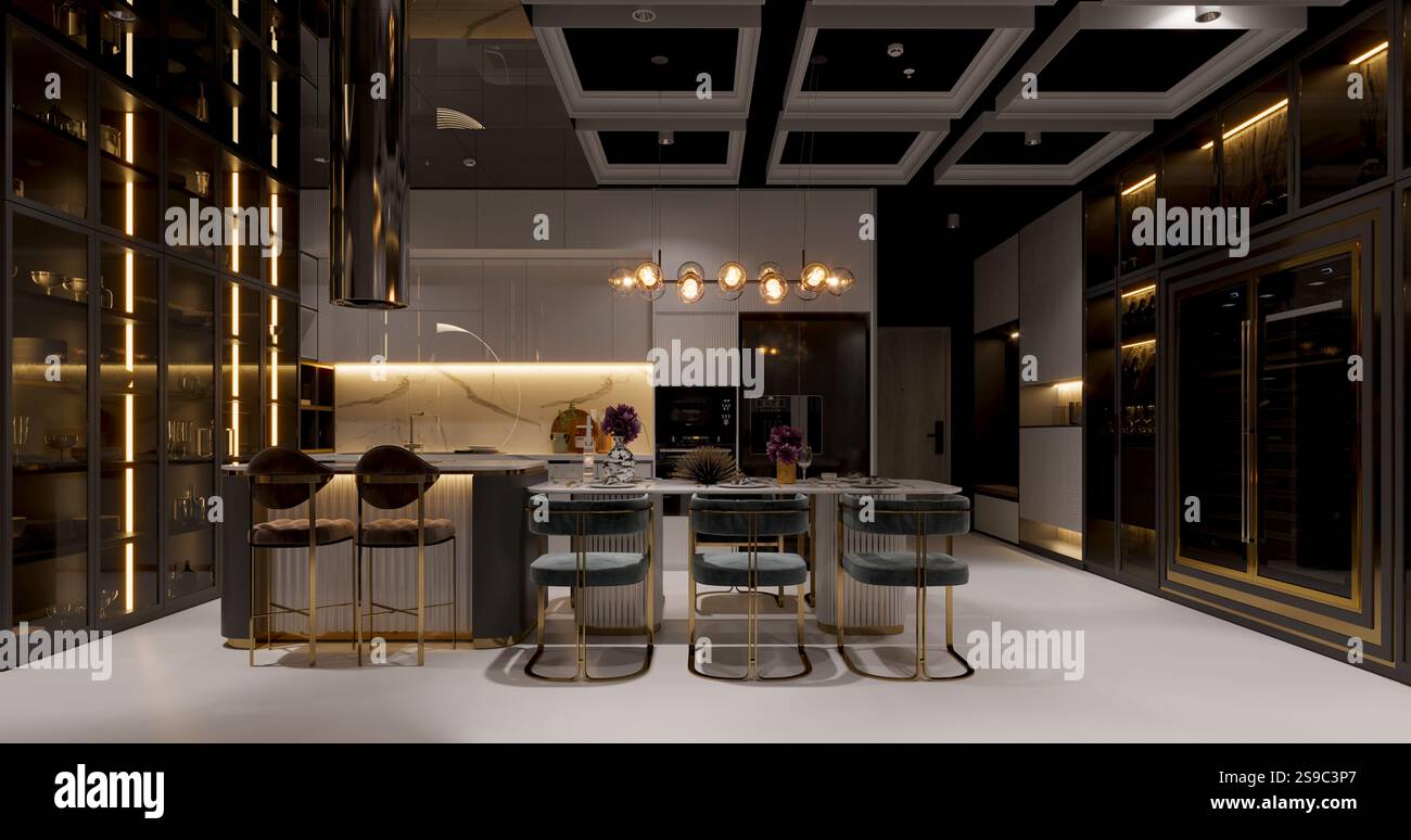 3D-Render von Wohnzimmer Stockfoto