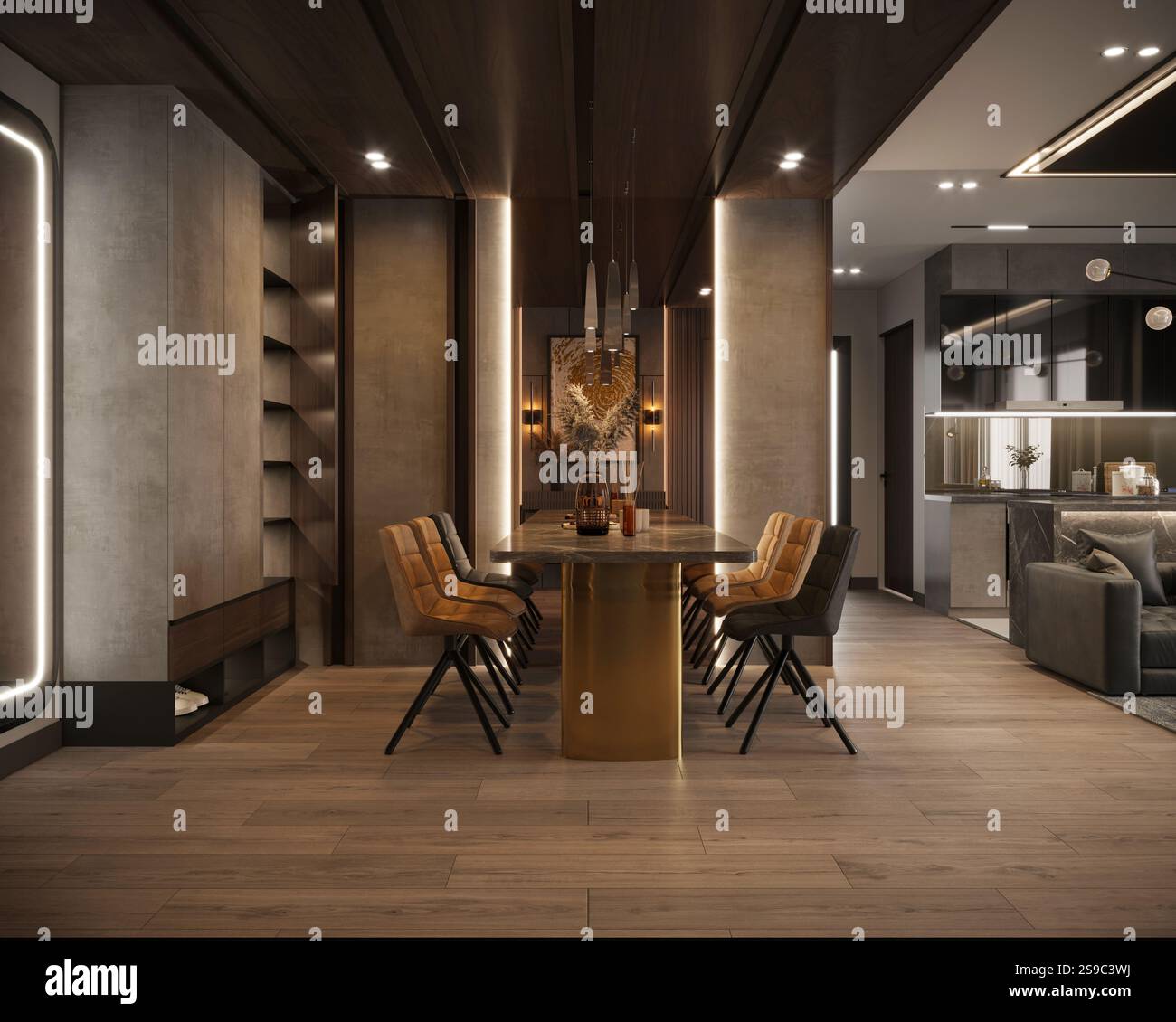 3D-Render von Wohnzimmer Stockfoto