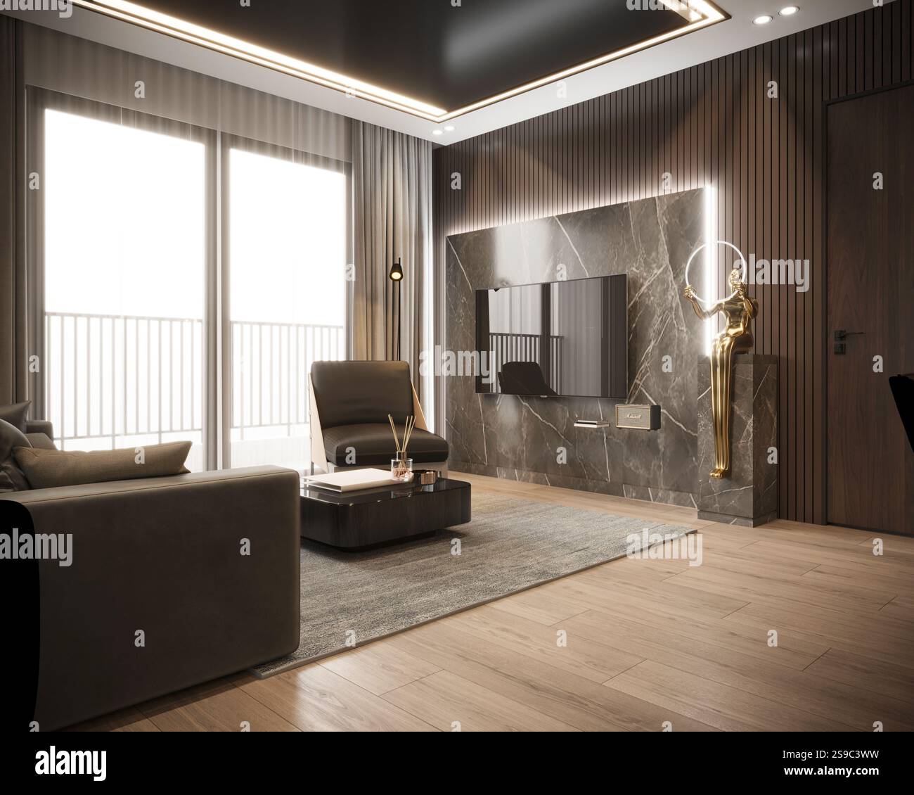 3D-Render von Wohnzimmer Stockfoto