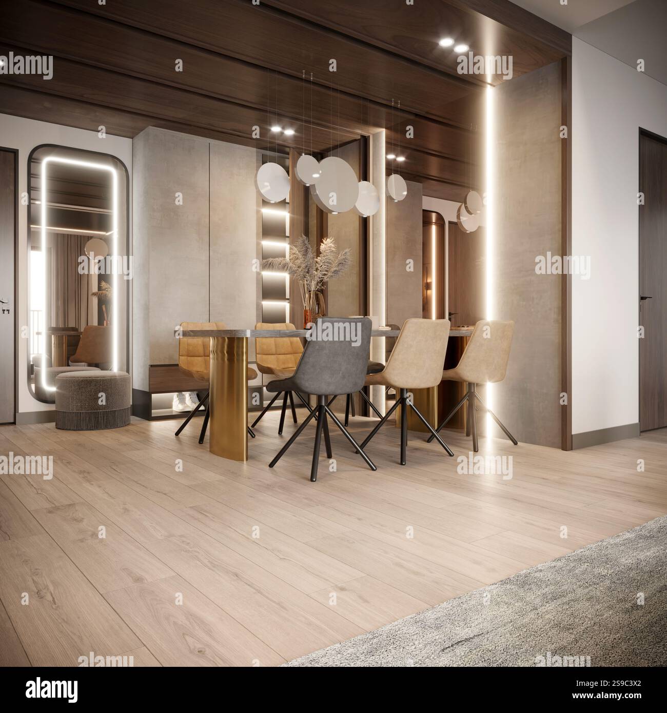 3D-Render von Wohnzimmer Stockfoto