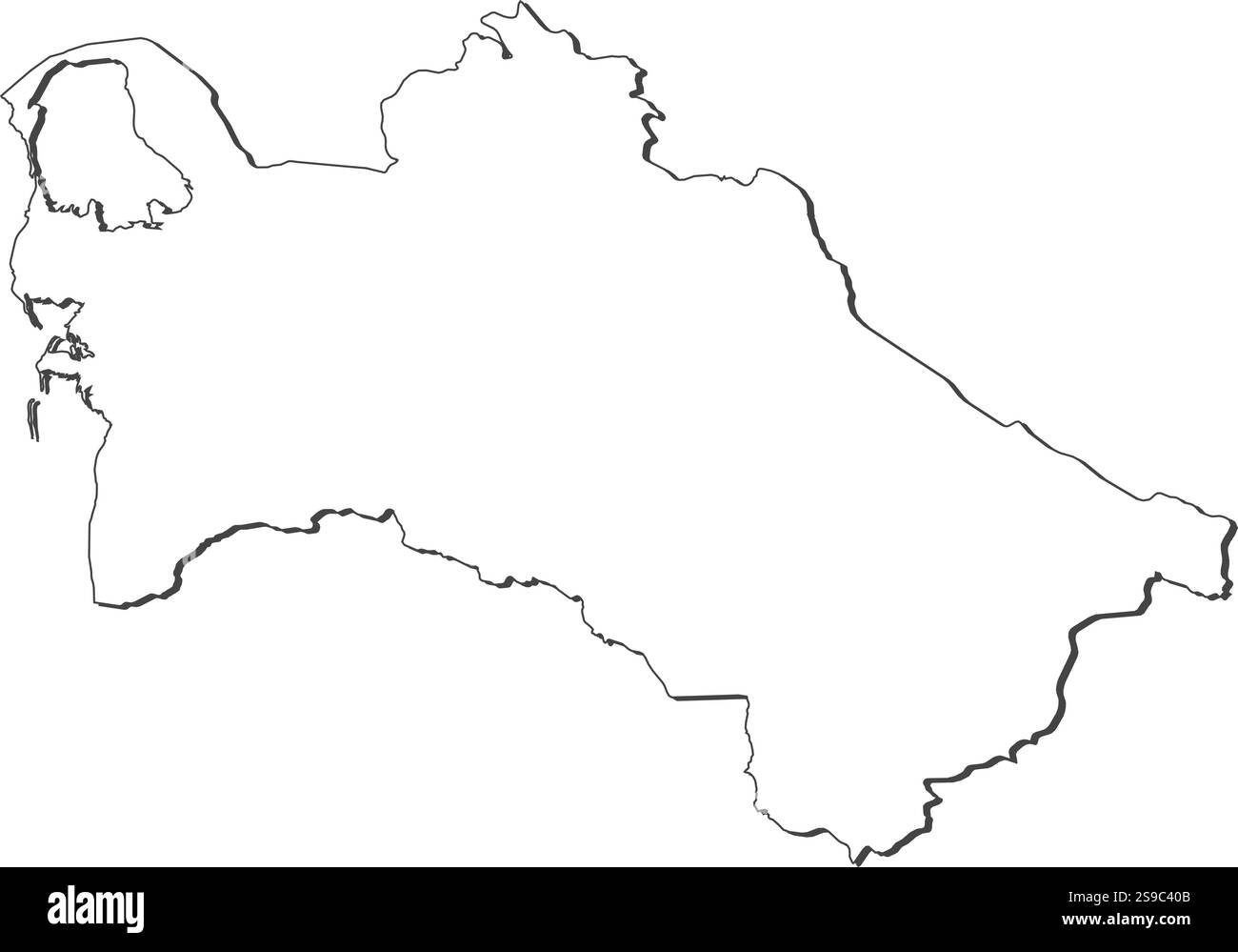 Karte Turkmenistans, konstant wie eine schwarze Linie. Stock Vektor