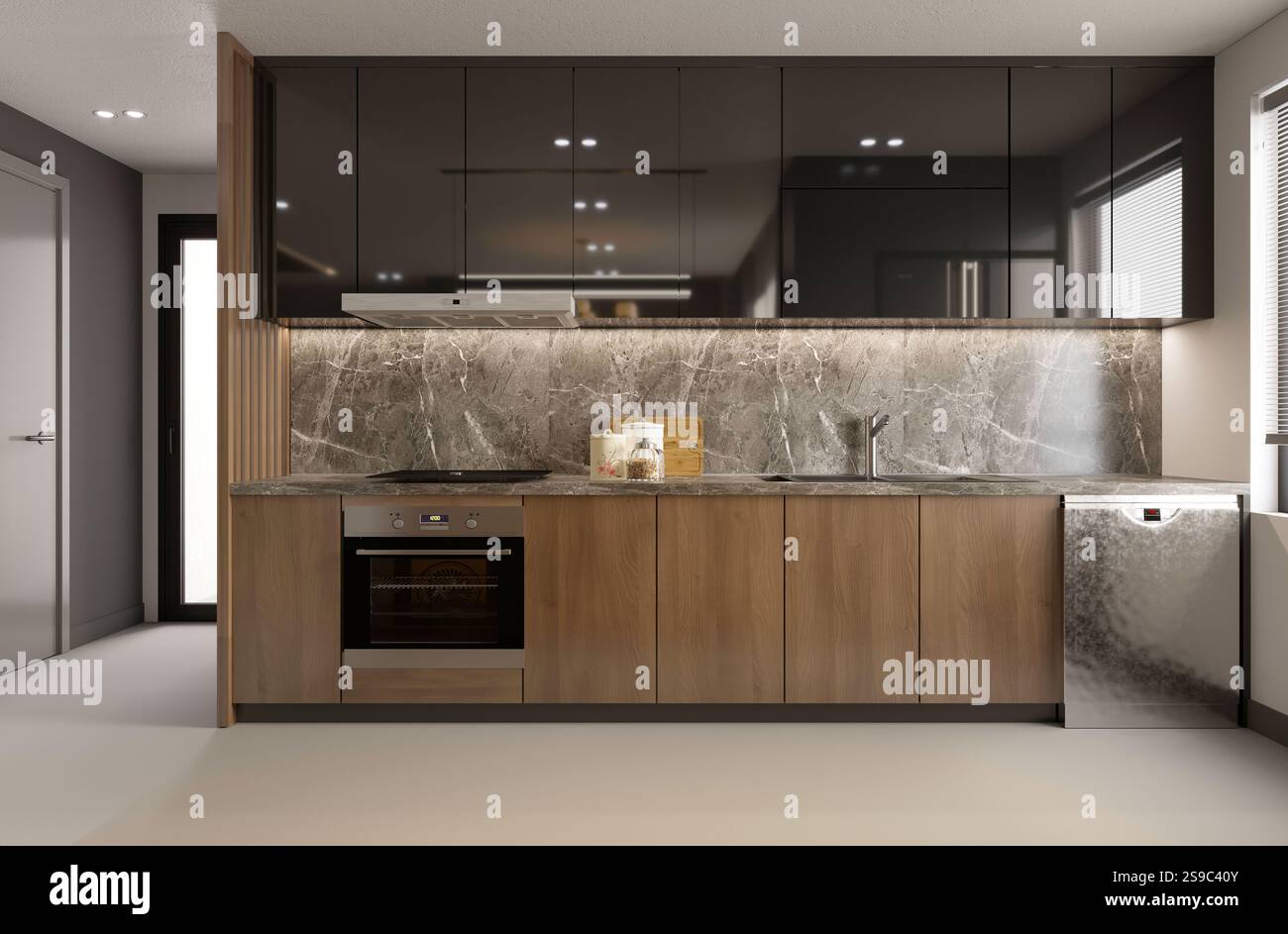 3D-Render von Wohnzimmer Stockfoto