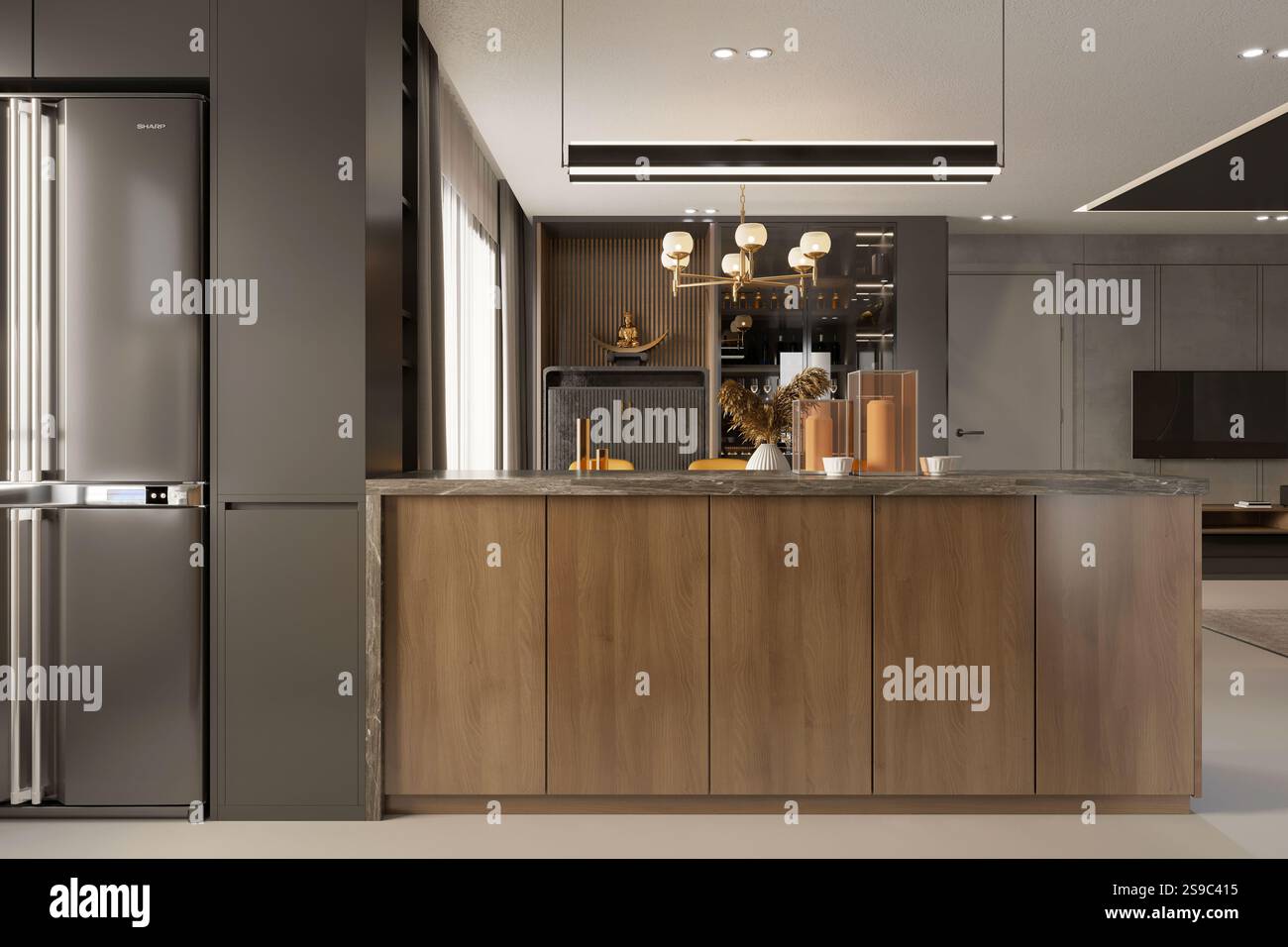 3D-Render von Wohnzimmer Stockfoto