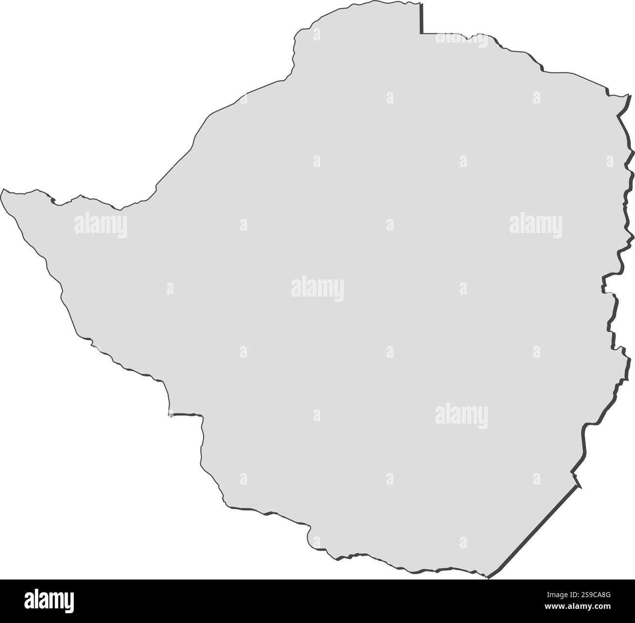 Karte von Simbabwe, grau ausgefüllt. Stock Vektor