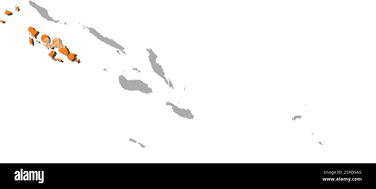 Karte der Salomonen mit den Provinzen, Western ist orange hervorgehoben. Stock Vektor