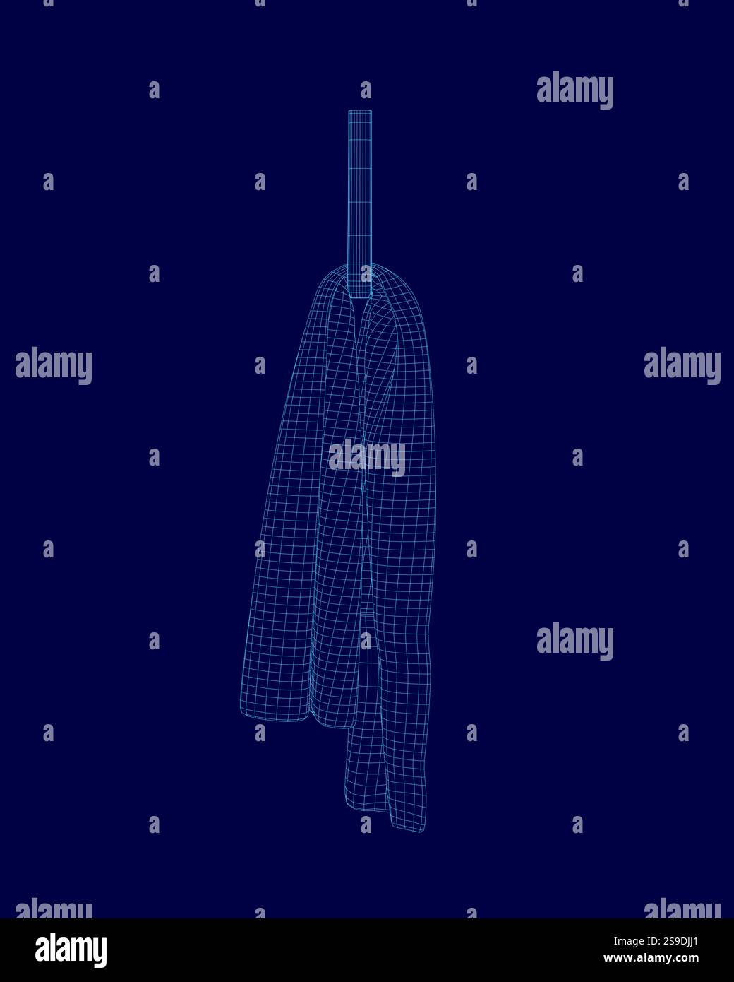Blaues Handtuch hängt an einem Haken. Das Handtuch ist lang und hat ein blaues Muster Stock Vektor