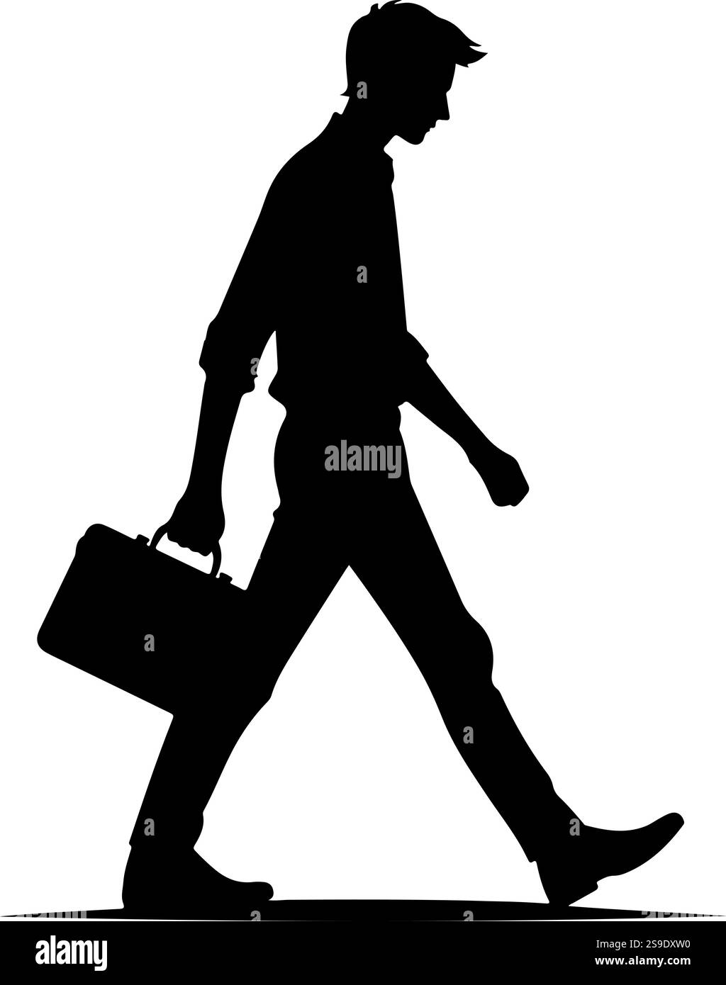 Mann, der mit Koffer-Symbol-Vektor-Illustration läuft. Flaches Symbol. Stock Vektor
