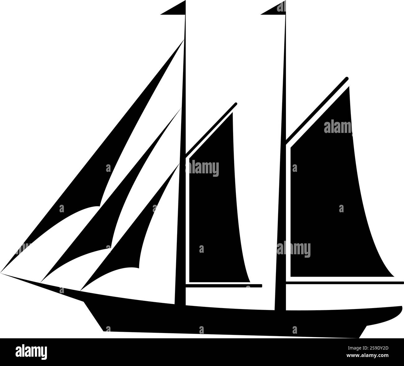 Bootssymbol, Bootssymbolvektor. Symbole für Schiffe, Boote, Fracht, Logistik, Transport und Versand, Schiffssymbol. Stock Vektor