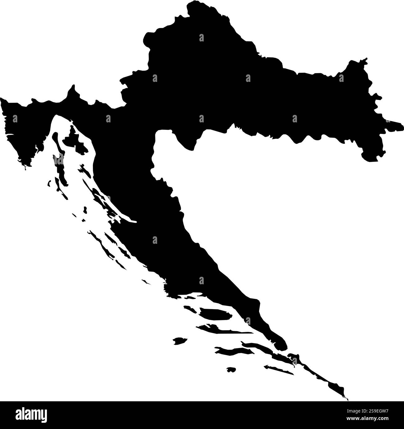 Karte von Kroatien in schwarz. Stock Vektor