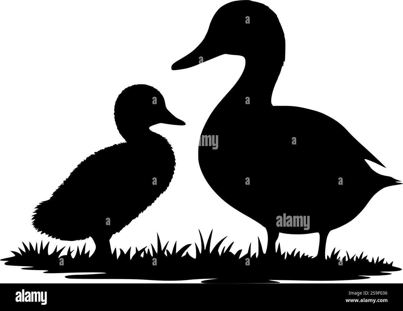 Die Silhouette von Enten und Entlein ist perfekt für Kunsthandwerk, rustikale Designs und Sublimationsprojekte Stock Vektor