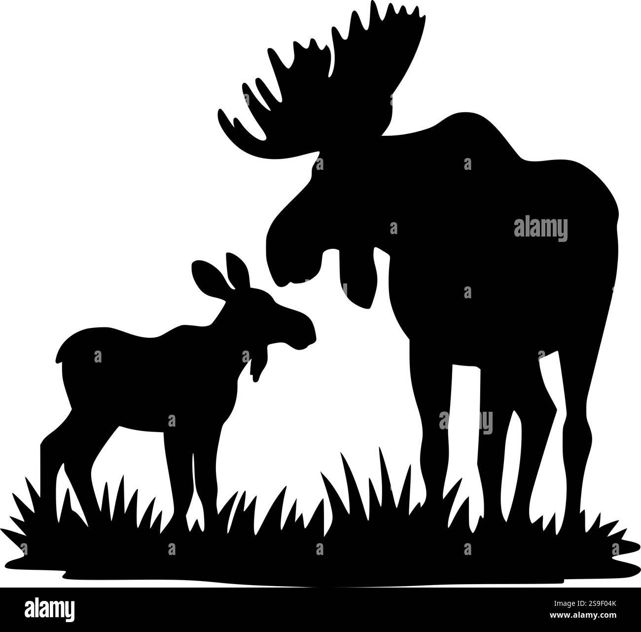 Die Silhouette der Elchfamilie ist perfekt für Kunsthandwerk, rustikale Designs und Sublimationsprojekte Stock Vektor