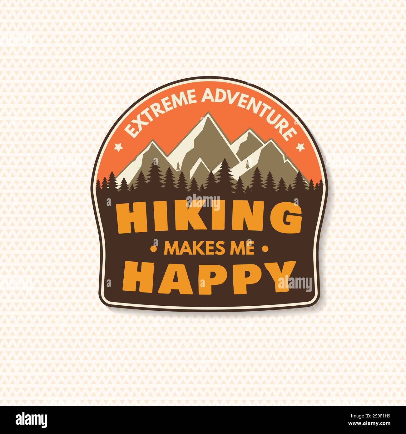 Wandern macht mich glücklich. Vektorabbildung. Extremes Abenteuer. Typografisches Zitat zum Wandern. Konzept für Hemd oder Logo, Druck, Stempel Stock Vektor