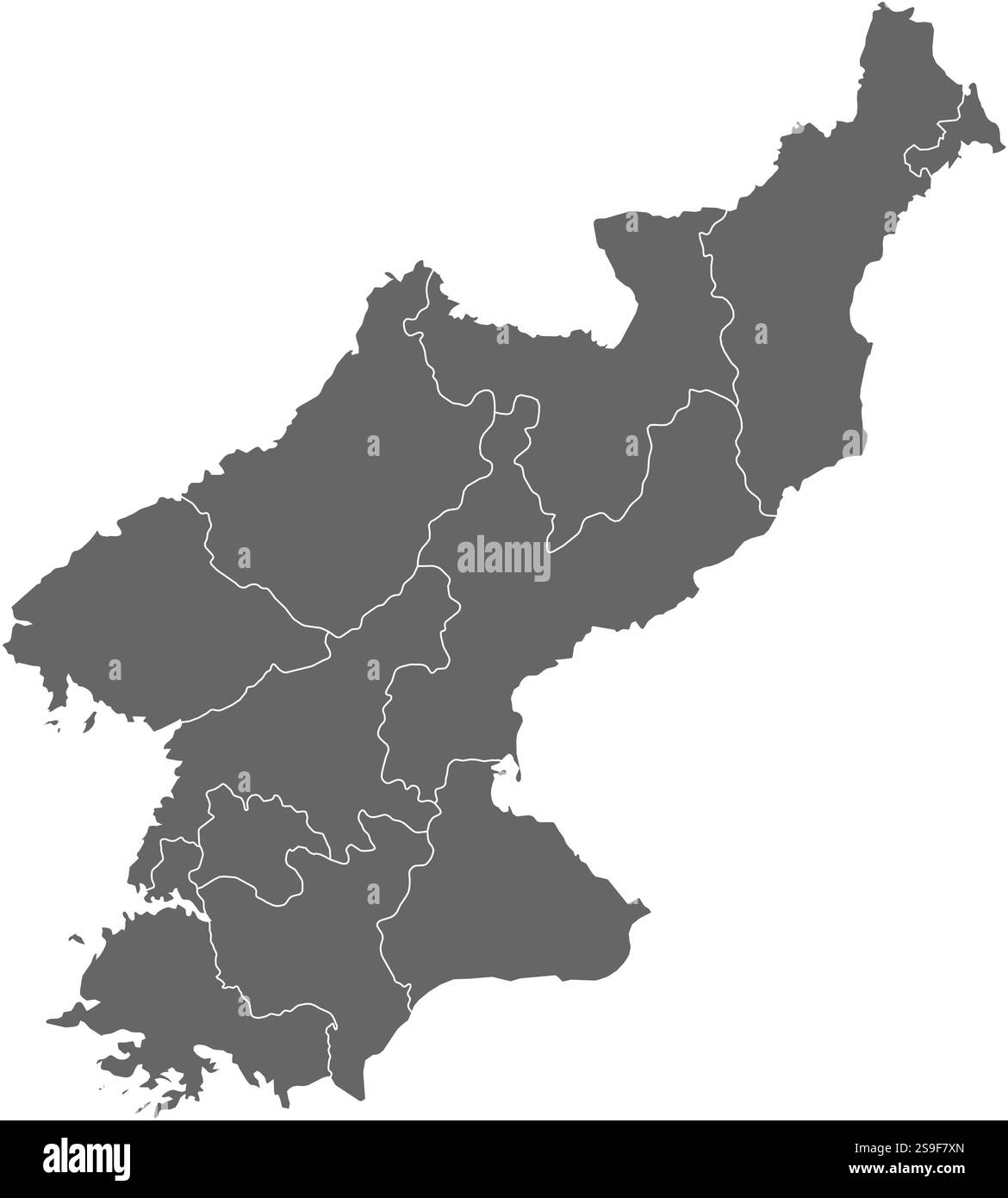 Karte von Nordkorea als dunkles Gebiet. Stock Vektor