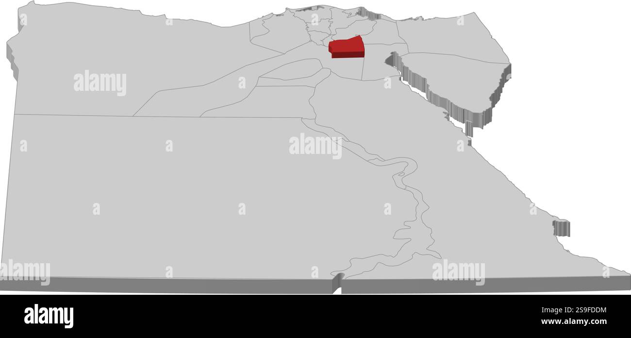 Karte von Ägypten als graues Stück ist Kairo rot hervorgehoben. Stock Vektor