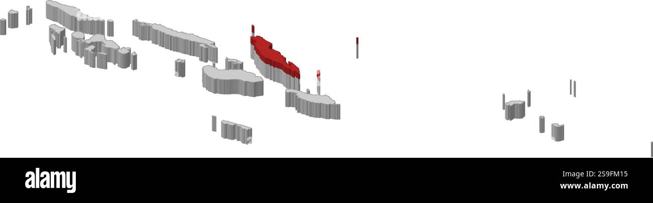 Karte der Salomonen als graues Stück ist Malaita rot hervorgehoben. Stock Vektor