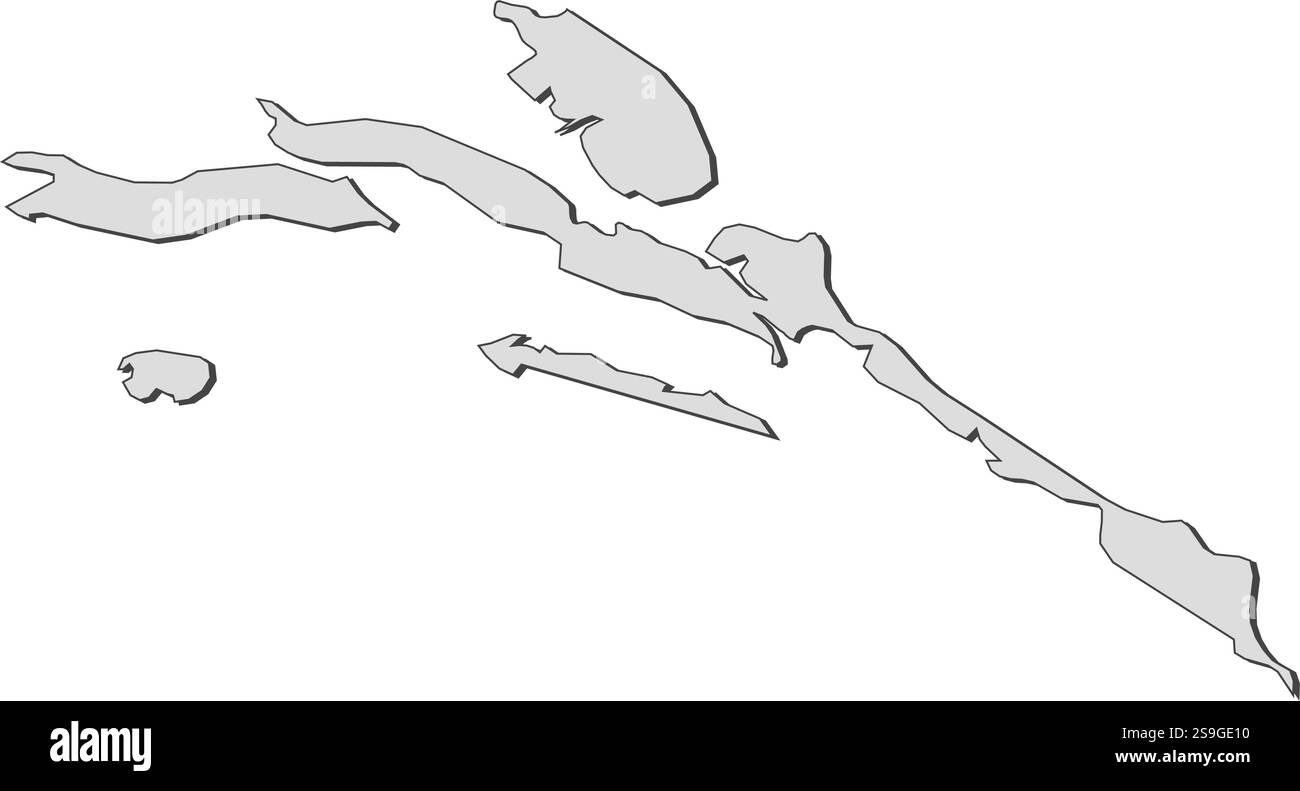 Karte von Dubrovnik-Neretva, einer Provinz Kroatiens. Stock Vektor