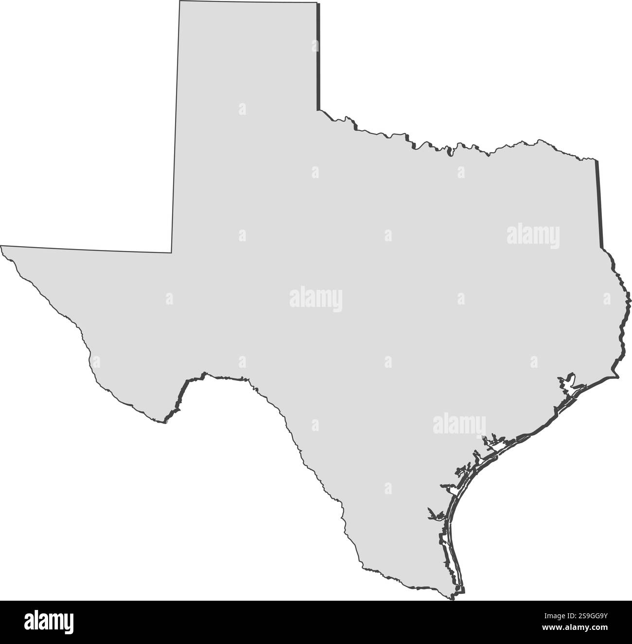 Karte von Texas, eine Provinz der Vereinigten Staaten. Stock Vektor