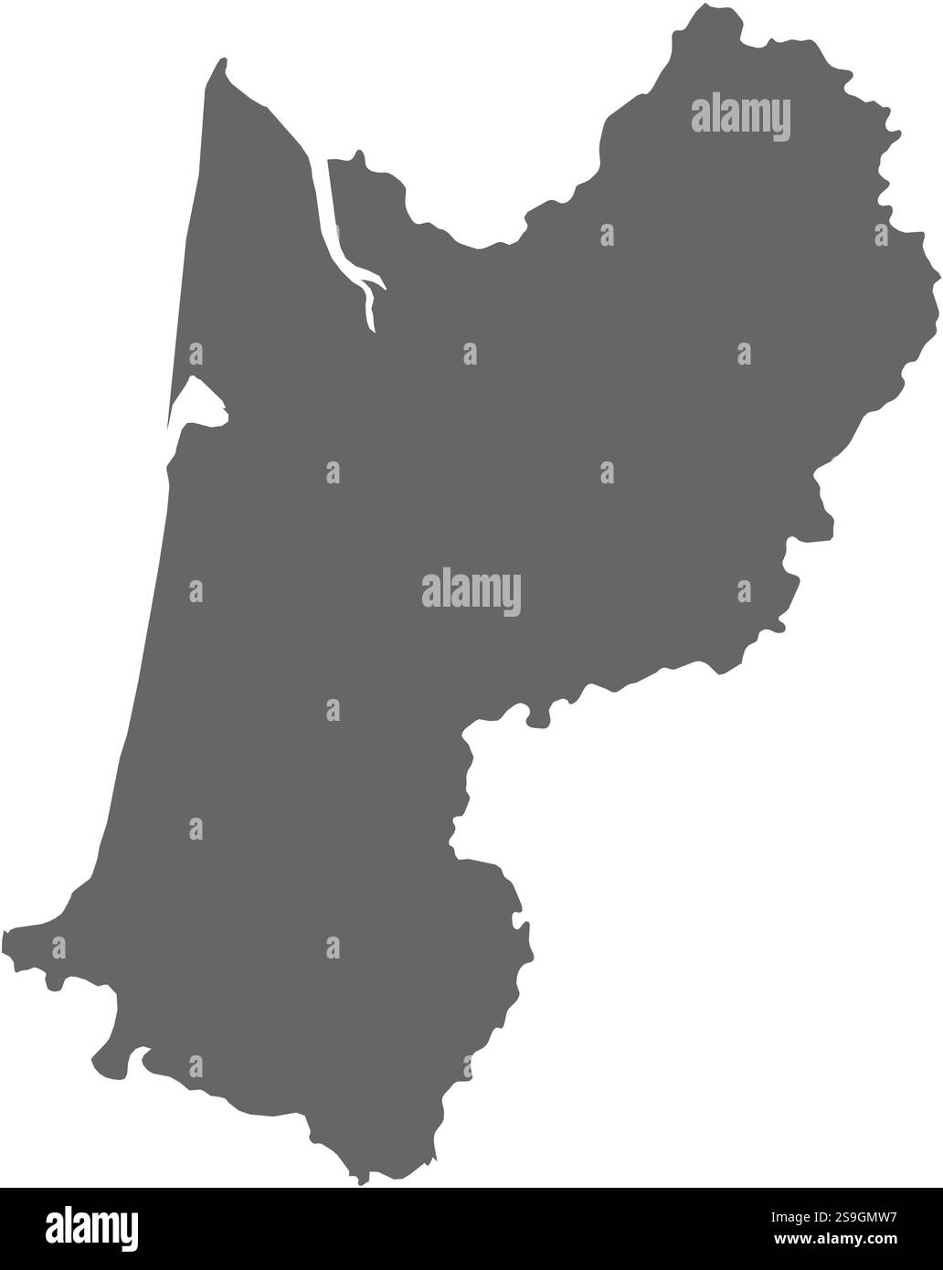 Karte von Aquitanien, einer französischen Provinz. Stock Vektor