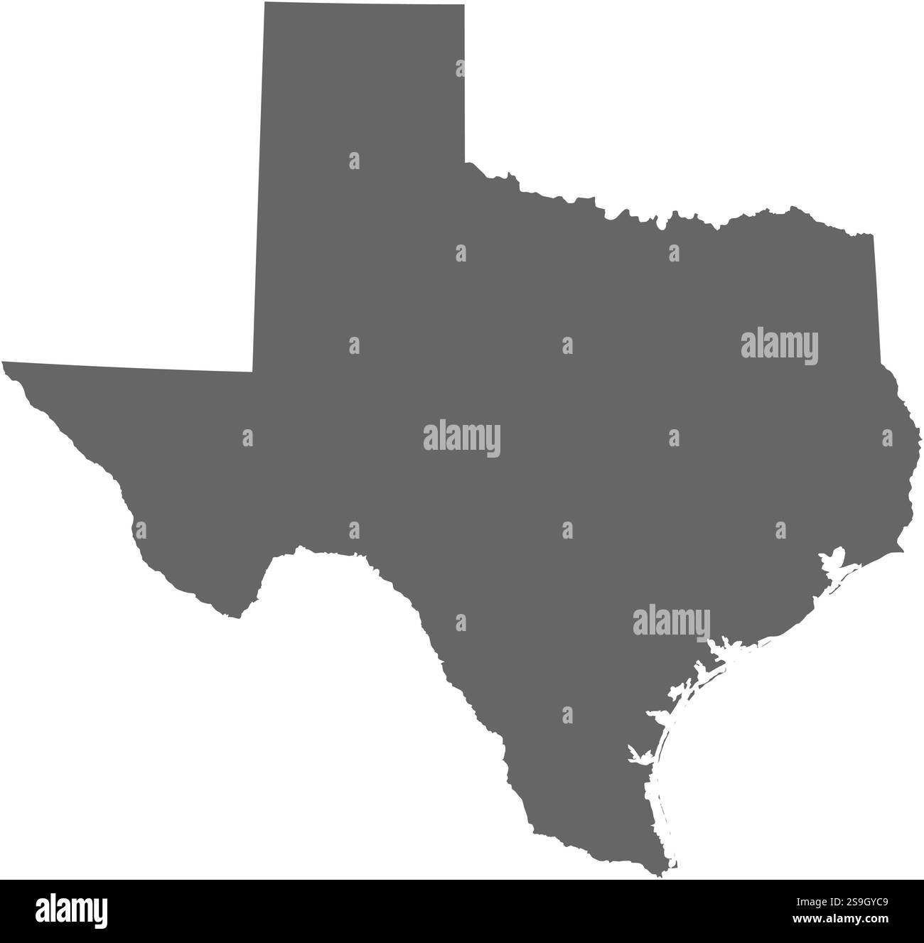 Karte von Texas, eine Provinz der Vereinigten Staaten. Stock Vektor